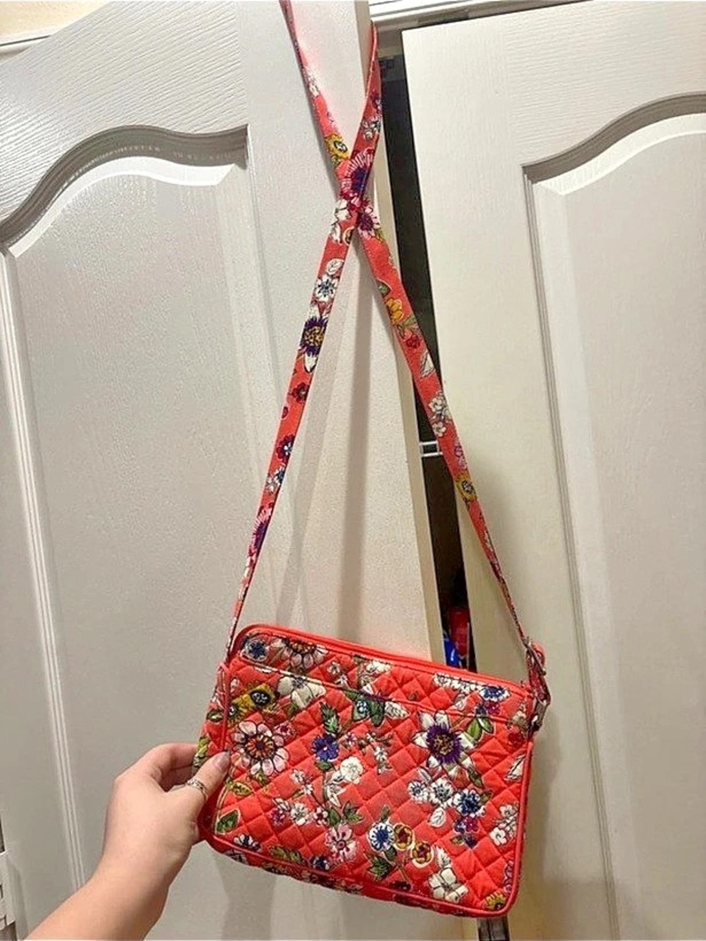 Vera Bradley Iconic Little Hipster Floral Crossbody Bag Red & Multicolor